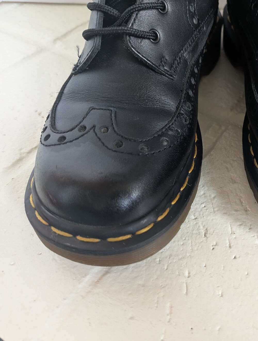 Vtg Dr. Martens 3A36 Wingtip Brogue 8-Eye Boots Sz 7 Made in England Rare Black - Picture 3 of 16